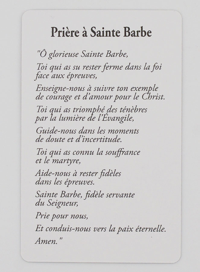 Carte de Prière à Sainte Barbe (pic 2)