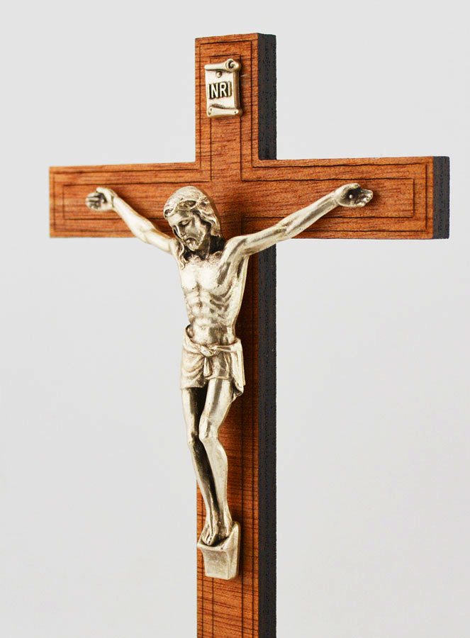 Crucifix en bois et Christ Argenté - 16 cm (pic 2)