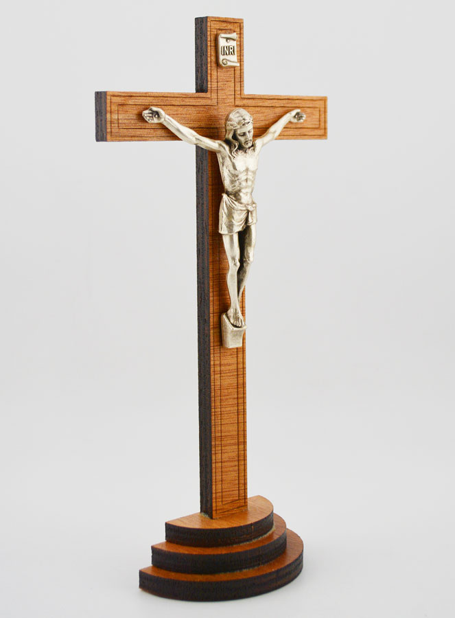 Crucifix en bois et Christ Argenté - 16 cm (pic 3)