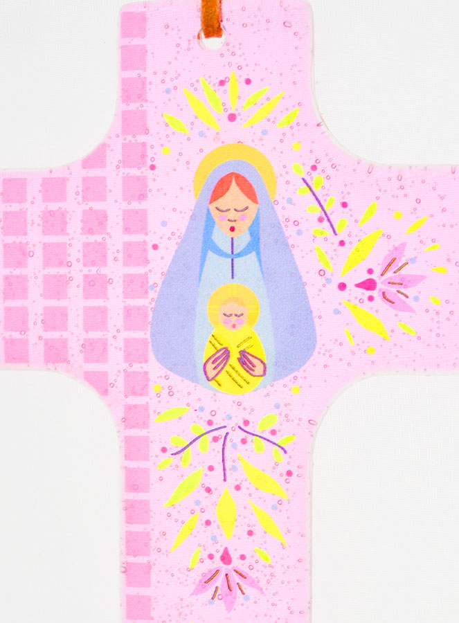 Croix de Baptême en Verre - Vierge de Tendresse (pic 4)