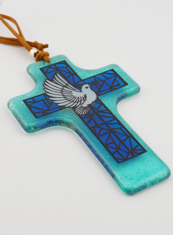 Croix de Confirmation en Verre - Esprit Saint (pic 4)