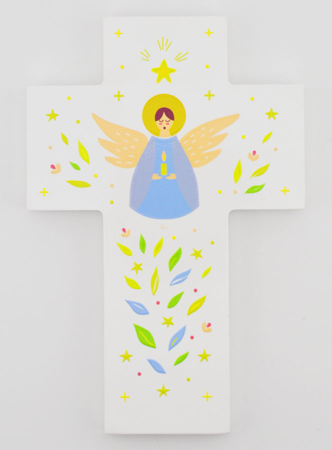 Croix de Baptême en Bois - Ange Protecteur (pic 1)