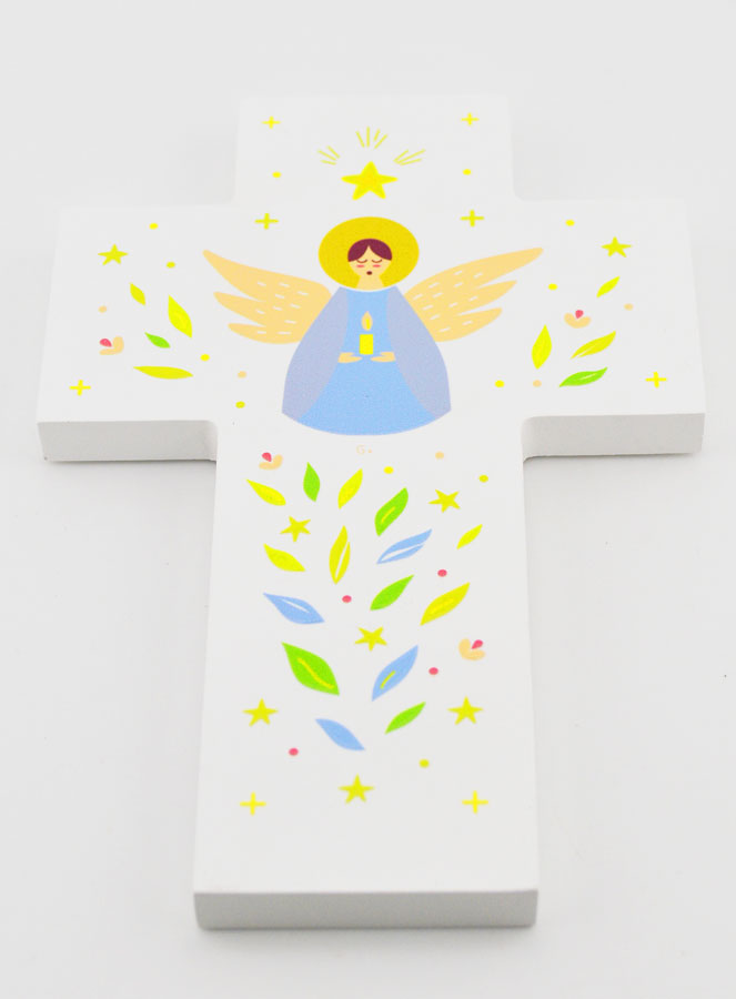 Croix de Baptême en Bois - Ange Protecteur (pic 2)