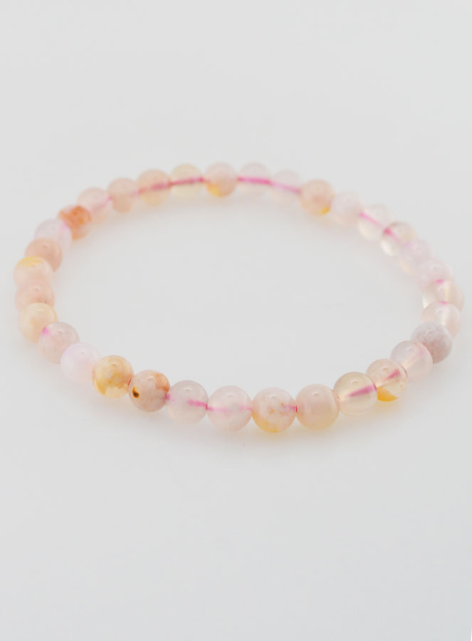 Bracelet en Pierre Naturelle d'Agate Fleur de Cerisier - 6mm (pic 3)