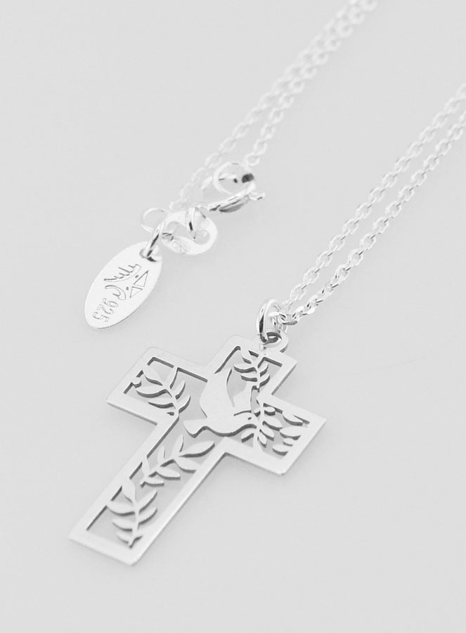 Collier Religieux & Croix Colombe - Argent 925/1000 (pic 1)