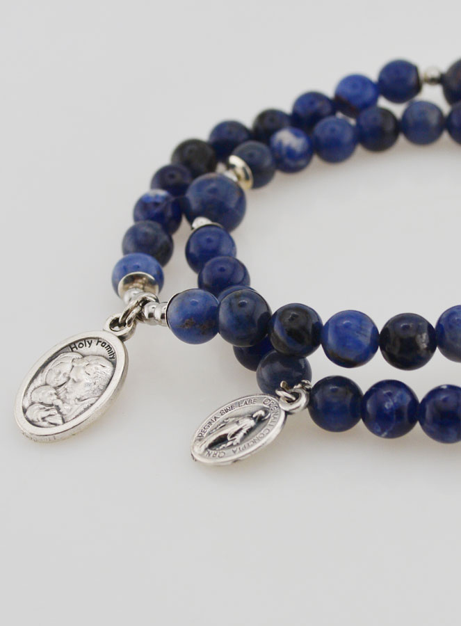 Chapelet en Pierres de Sodalite - Saint Joseph & Miraculeuse (pic 4)