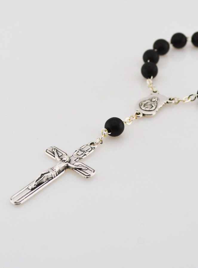 Dizainier Ste Vierge Marie Grains Noirs & Croix de Jésus (pic 3)