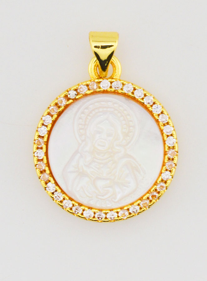 Pendentif en Nacre Sacré Coeur de Jésus - 22mm (pic 1)