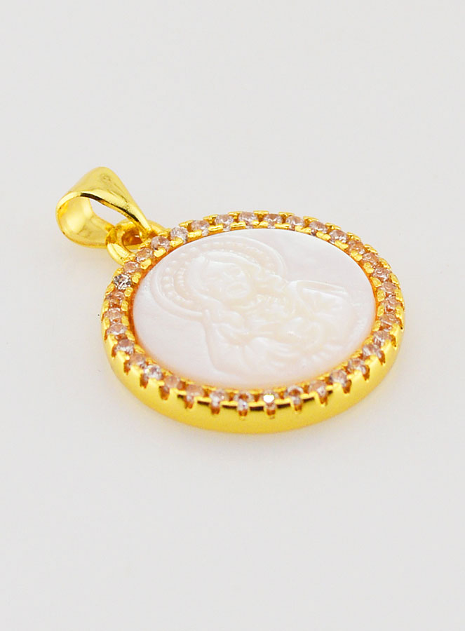 Médaille Dorée Sacré Coeur de Jésus en Nacre - 22mm (pic 3)