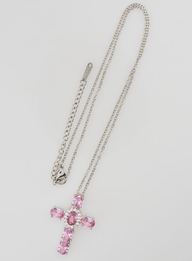 Collier Religieux en Laiton - Croix Rose (pic 2)