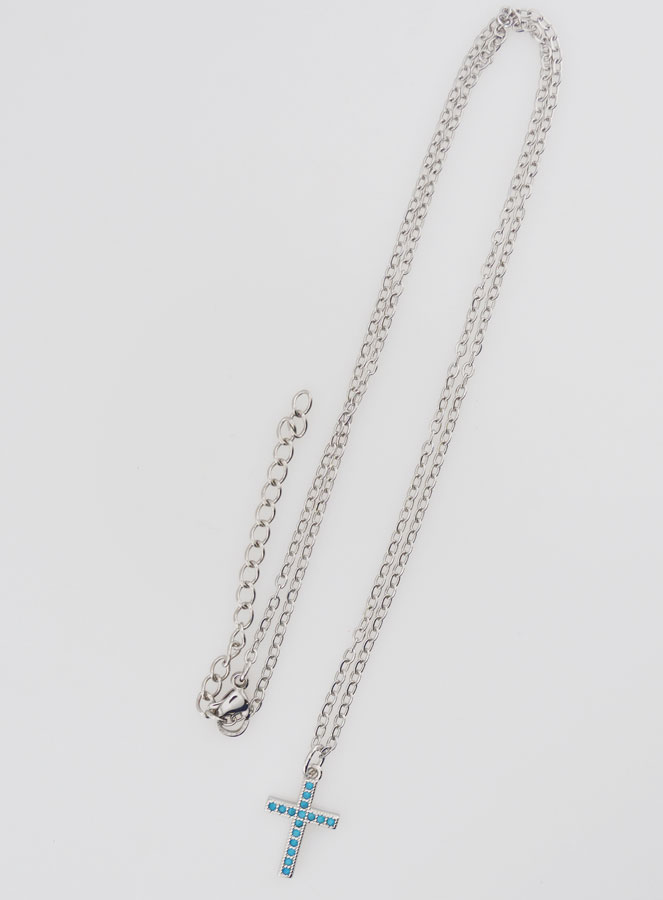 Collier Religieux en Inox - Croix Bleue (pic 2)