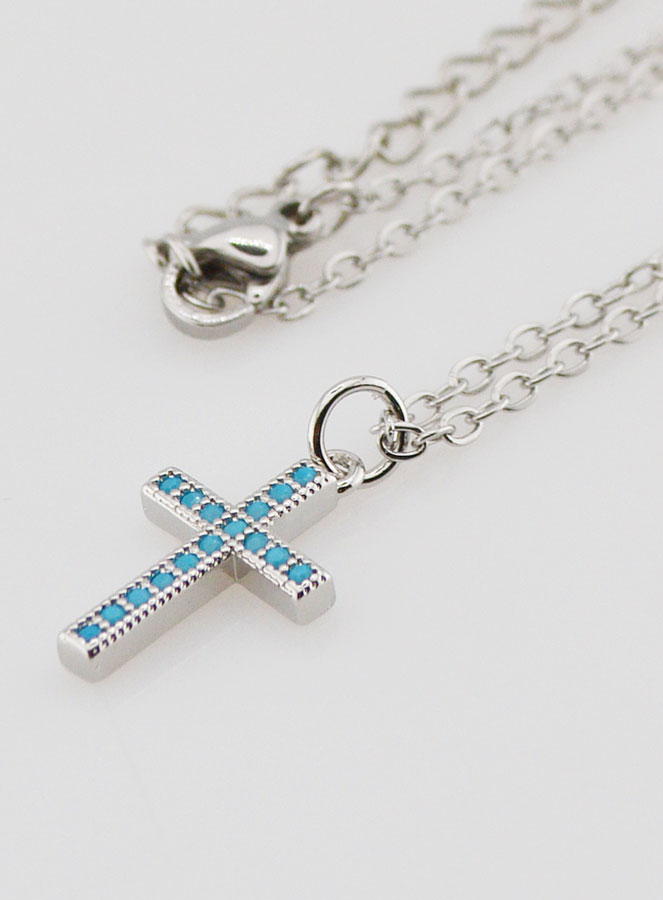 Collier Religieux en Inox - Croix Bleue (pic 3)