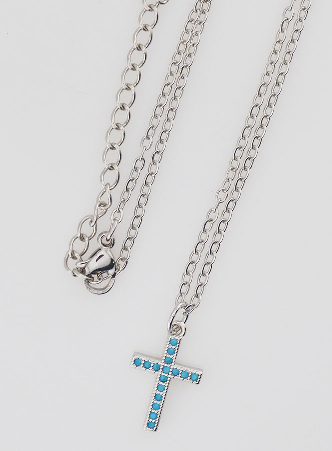 Collier Religieux en Inox - Croix Bleue (pic 4)