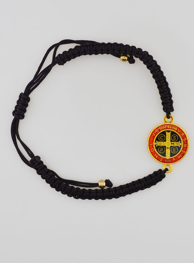 Bracelet Réglable Médaille de Saint Benoît - Noir (pic 1)