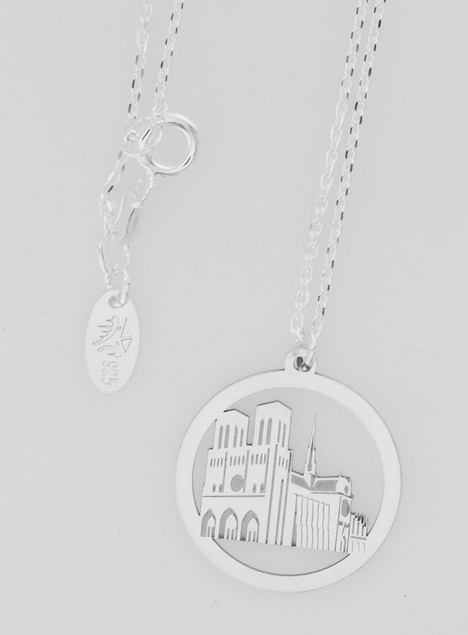 Collier Religieux en Argent - Notre Dame de Paris 20mm (pic 4)