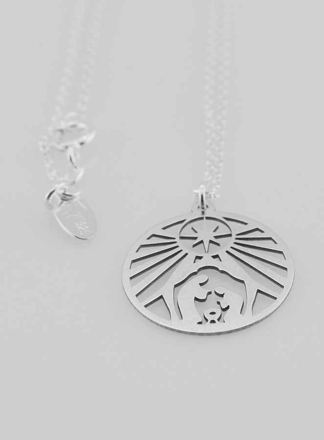 Médaille + Chaîne en Argent - Sainte Famille 20mm (pic 3)