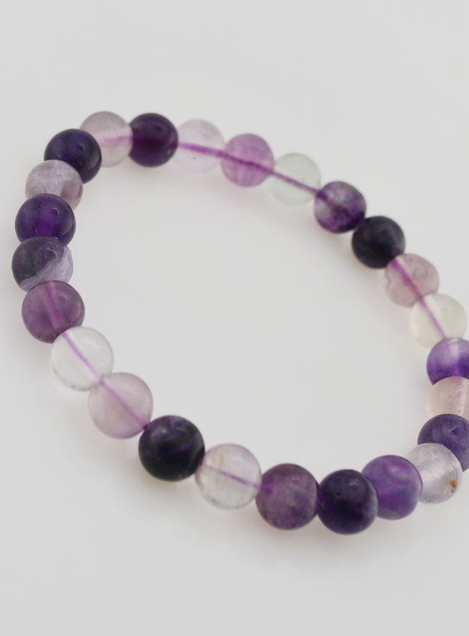 Bracelet en Pierre Naturelle de Fluorite Violette - 8mm (pic 3)