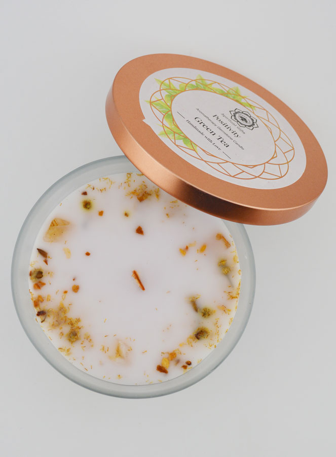 Bougie Parfumée Aromathérapie 256g - Thé Vert & Citrine (pic 2)