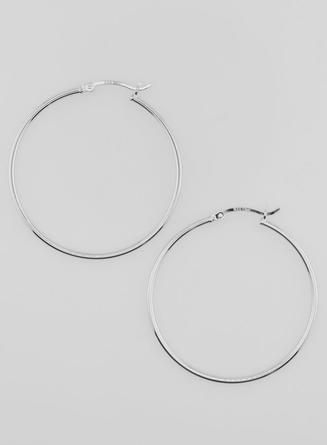 Créoles en Argent 925 Rhodié - 40mm (pic 1)