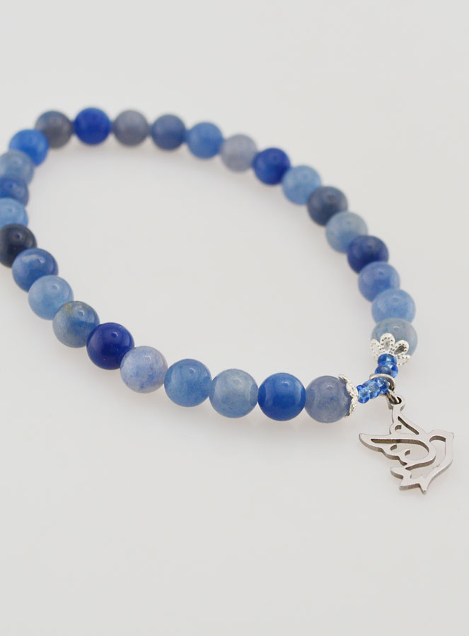 Bracelet de Confirmation en Pierres d'Aventurine Bleue & Esprit Saint (pic 3)