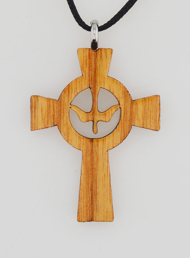 Pendentif Croix de Confirmation en Bois - Esprit Saint (pic 1)