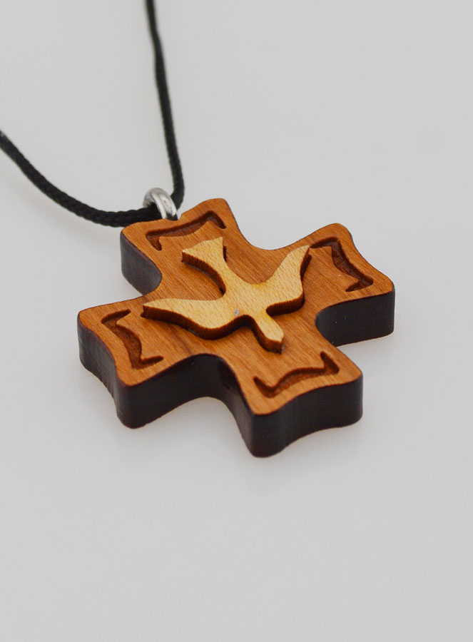 Pendentif Croix de Confirmation en Bois - Saint Esprit (pic 4)