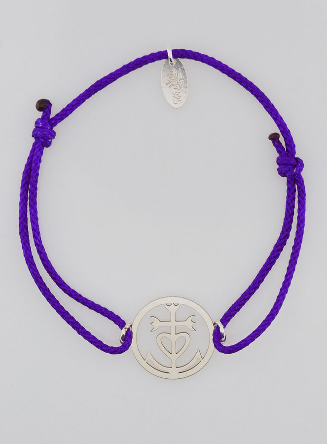 Bracelet Argent et Corde - Croix de Camargue (pic 1)