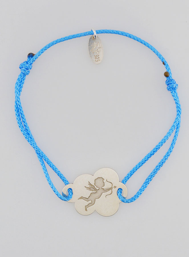 Bracelet Argent et Corde - Ange et Nuage (pic 1)