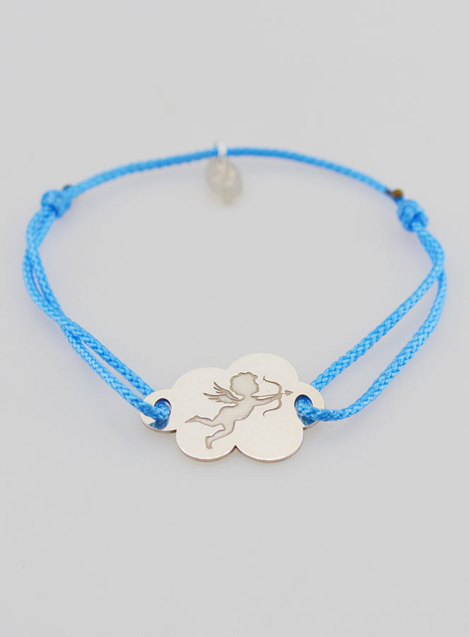 Bracelet Argent et Corde - Ange et Nuage (pic 2)