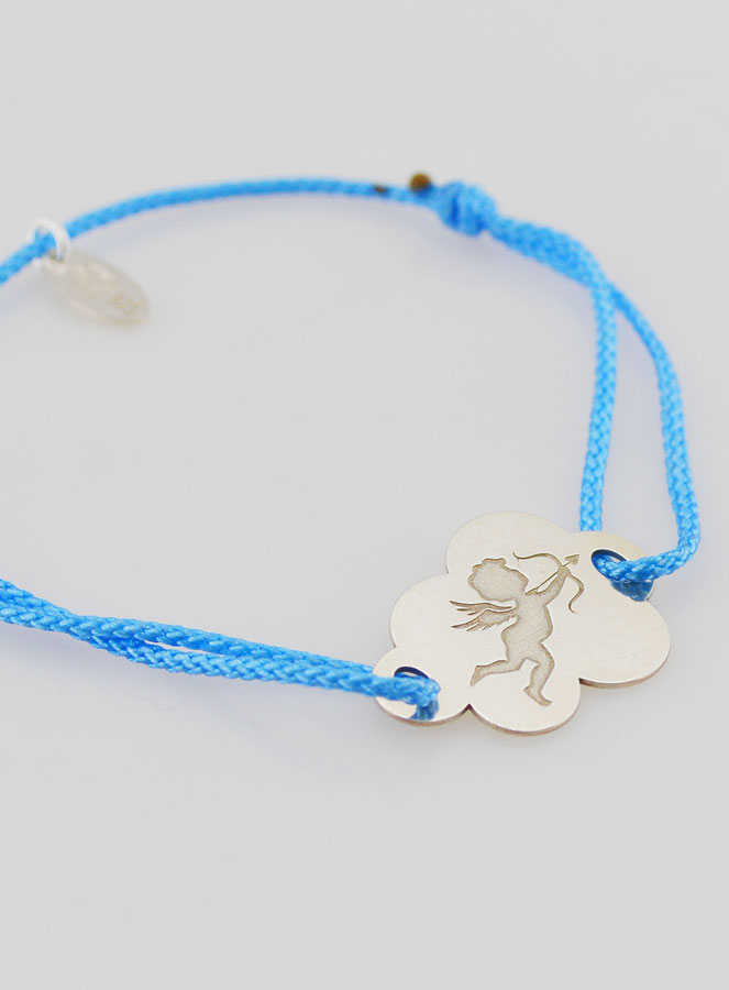 Bracelet Argent et Corde - Ange et Nuage (pic 3)