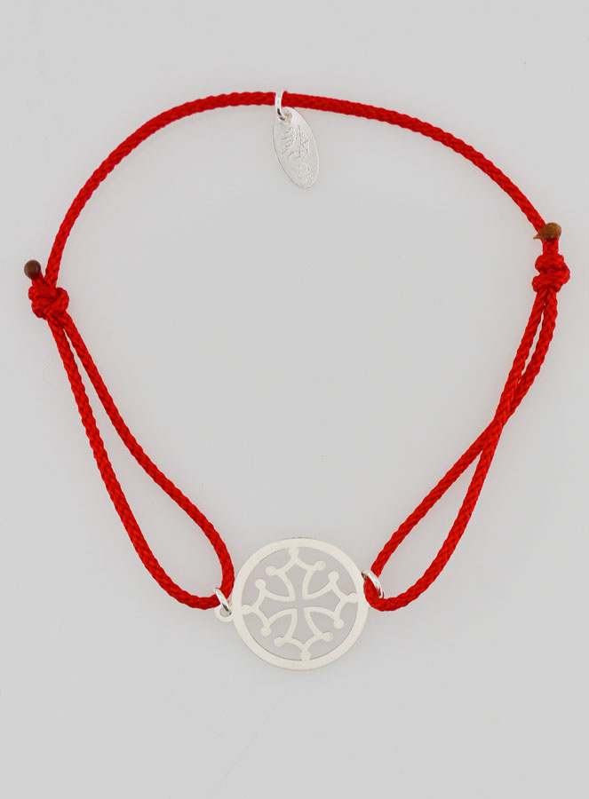 Bracelet Argent et Corde - Croix Occitane (pic 1)