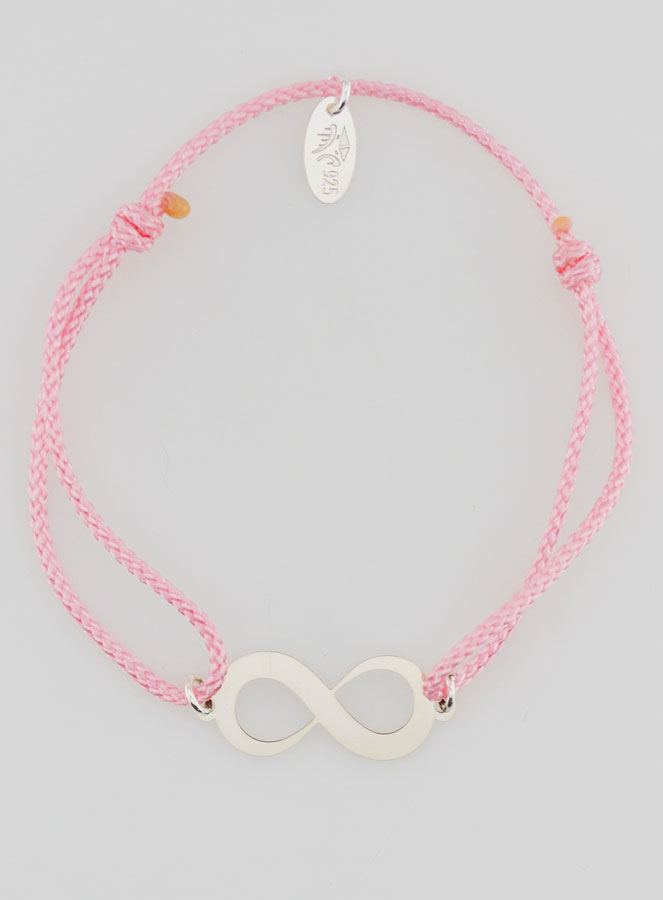 Bracelet Argent et Corde Rose - Infini (pic 1)