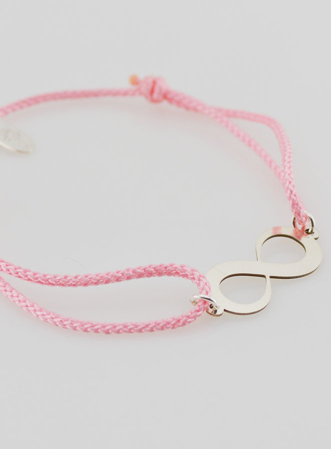 Bracelet Argent et Corde Rose - Infini (pic 3)