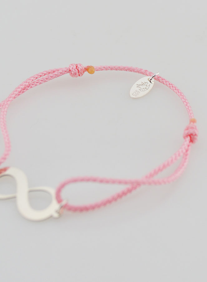 Bracelet Argent et Corde Rose - Infini (pic 4)