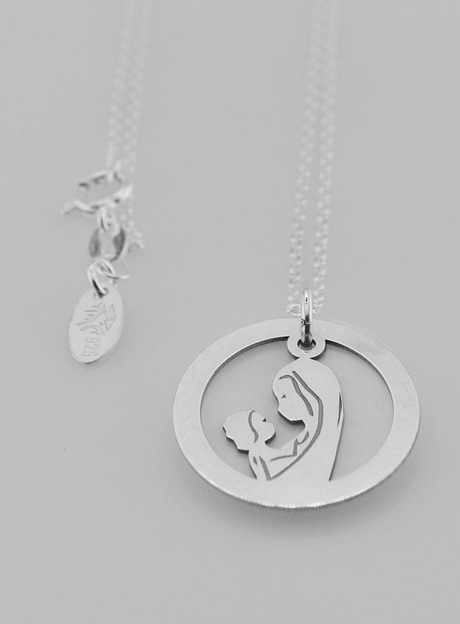 Collier Vierge à l'Enfant - Argent & Nacre (pic 2)