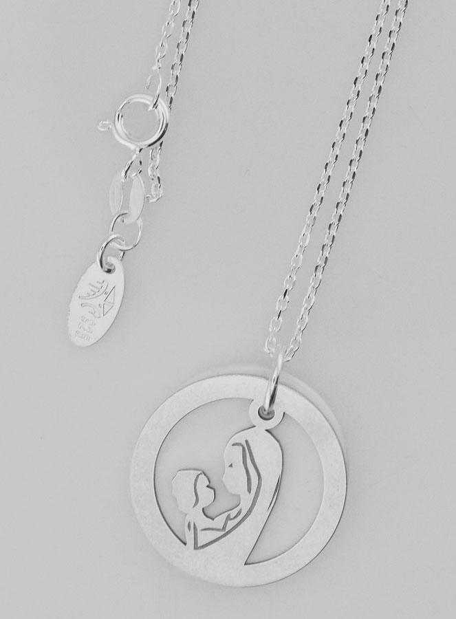 Collier Vierge à l'Enfant - Argent & Nacre (pic 4)