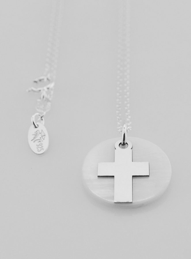 Collier Religieux Croix - Argent & Nacre (pic 2)