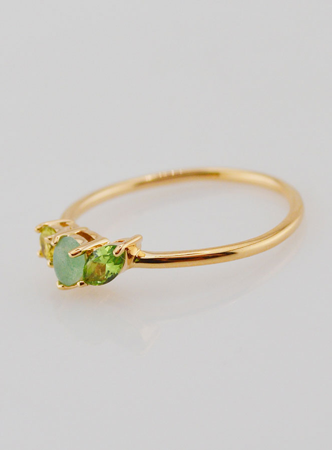 Bague Plaqué Or & Aventurine - Taille 54 (pic 2)