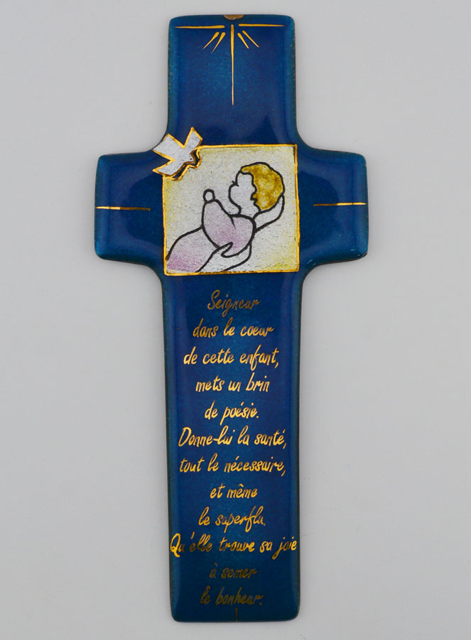 Croix de Baptême Fille & Prière en Emaux du Liban (pic 1)