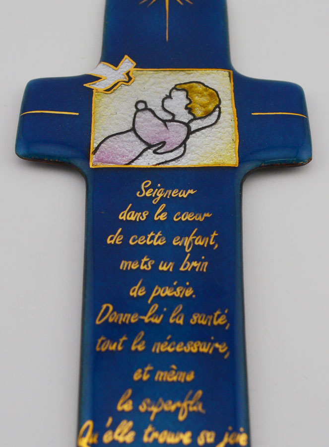 Croix de Baptême Fille & Prière en Emaux du Liban (pic 2)