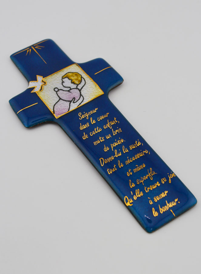 Croix de Baptême Fille & Prière en Emaux du Liban (pic 3)