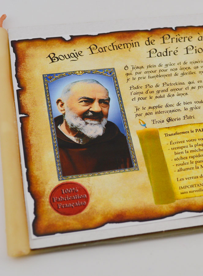 Bougie Parchemin de Prière à La Cire d'Encens - Padre Pio (pic 3)