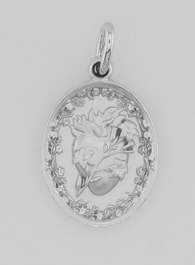 Médaille Argent Coeur Sacré de Saint Joseph - 19mm (pic 1)