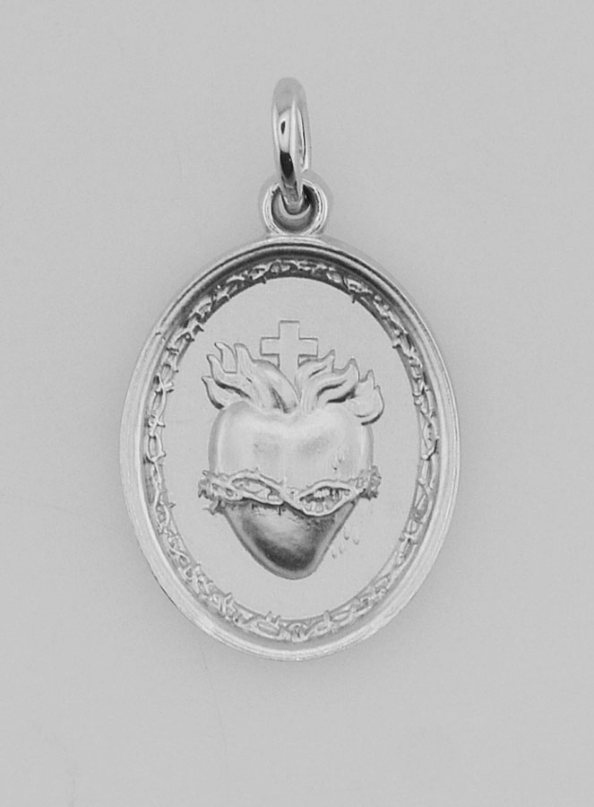 Médaille Argent Sacré Coeur de Jésus - 19mm (pic 1)