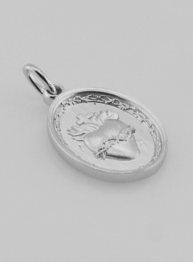 Médaille Argent Sacré Coeur de Jésus - 19mm (pic 3)