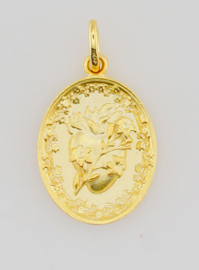 Médaille Plaqué Or Coeur Sacré de Saint Joseph - 19mm (pic 1)