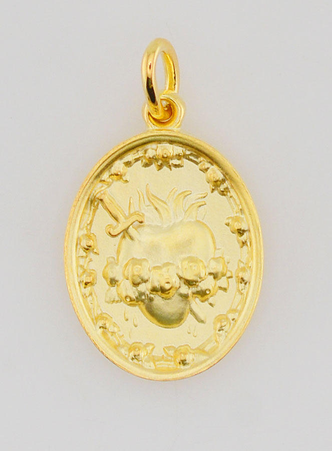 Médaille Plaqué Or Coeur Sacré de Marie - 19mm (pic 1)