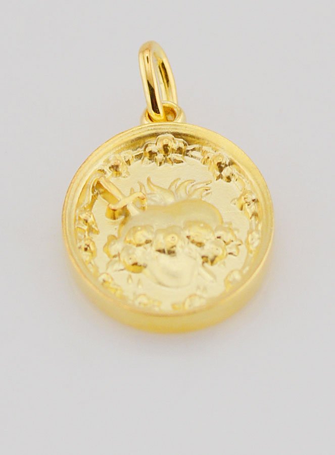 Médaille Plaqué Or Coeur Sacré de Marie - 19mm (pic 2)