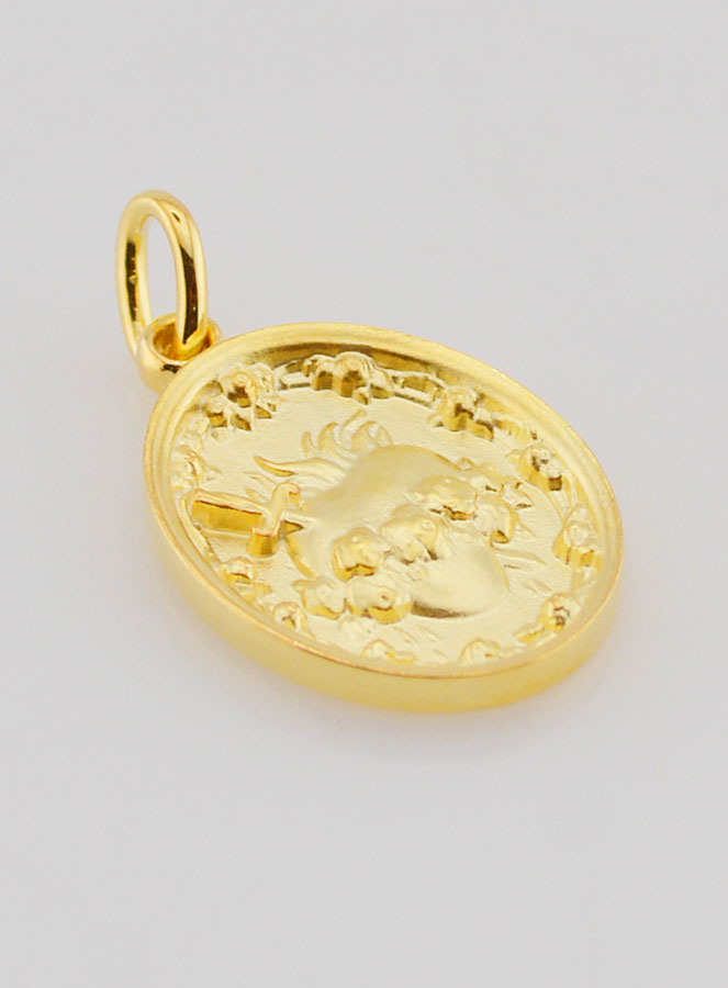 Médaille Plaqué Or Coeur Sacré de Marie - 19mm (pic 3)