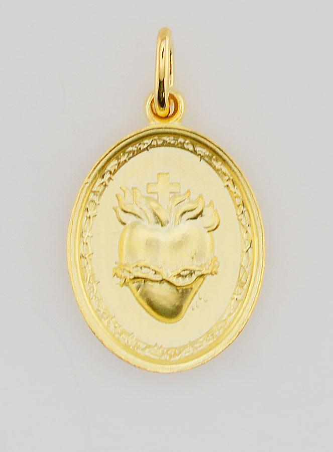 Médaille Plaqué Or Sacré Coeur de Jésus - 19mm (pic 1)